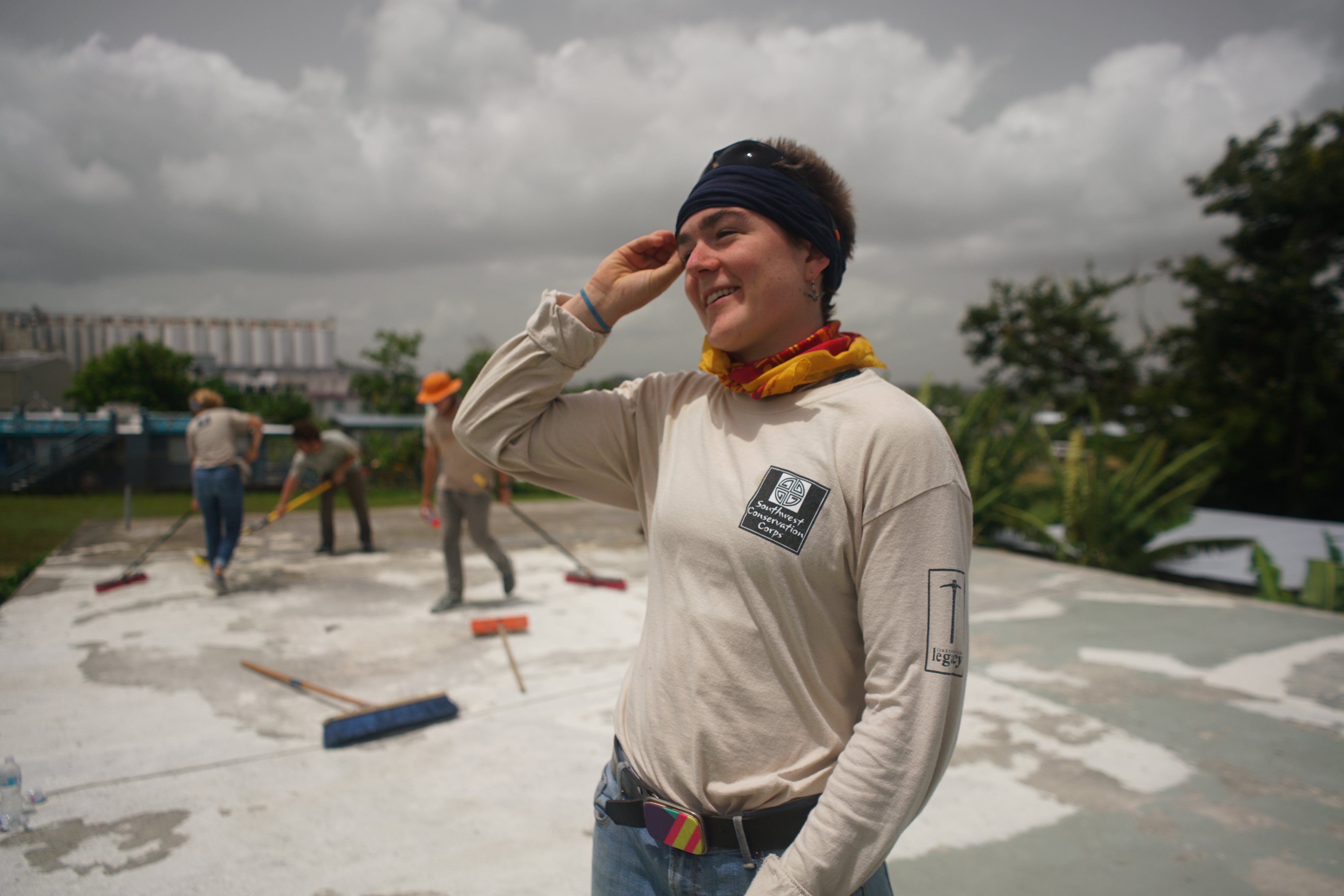 Clara Lerchi on a roof in Puerto Rico