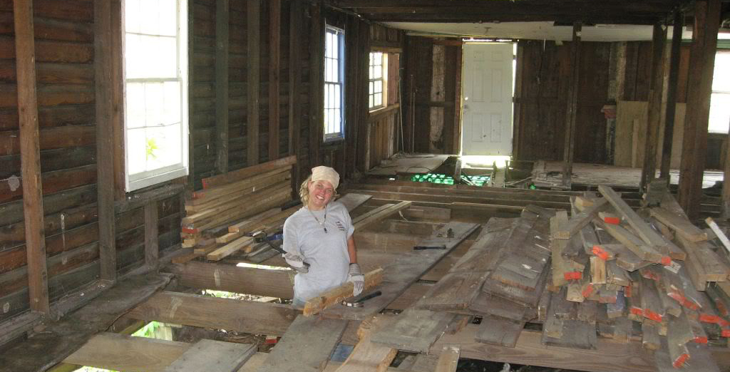 Crew Member working in a house on the Gulf Coast